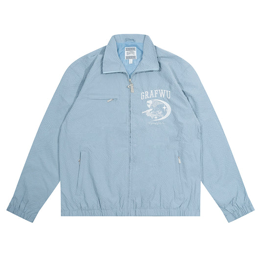 GRAF&WU Angel Embroidery DRILL Street Plaid Casual Coat