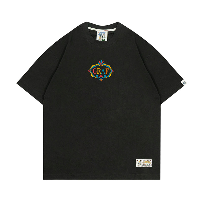 GRAF&WU Coil Retro Embroidery Nepalese Decorative Style Logo T-Shirts