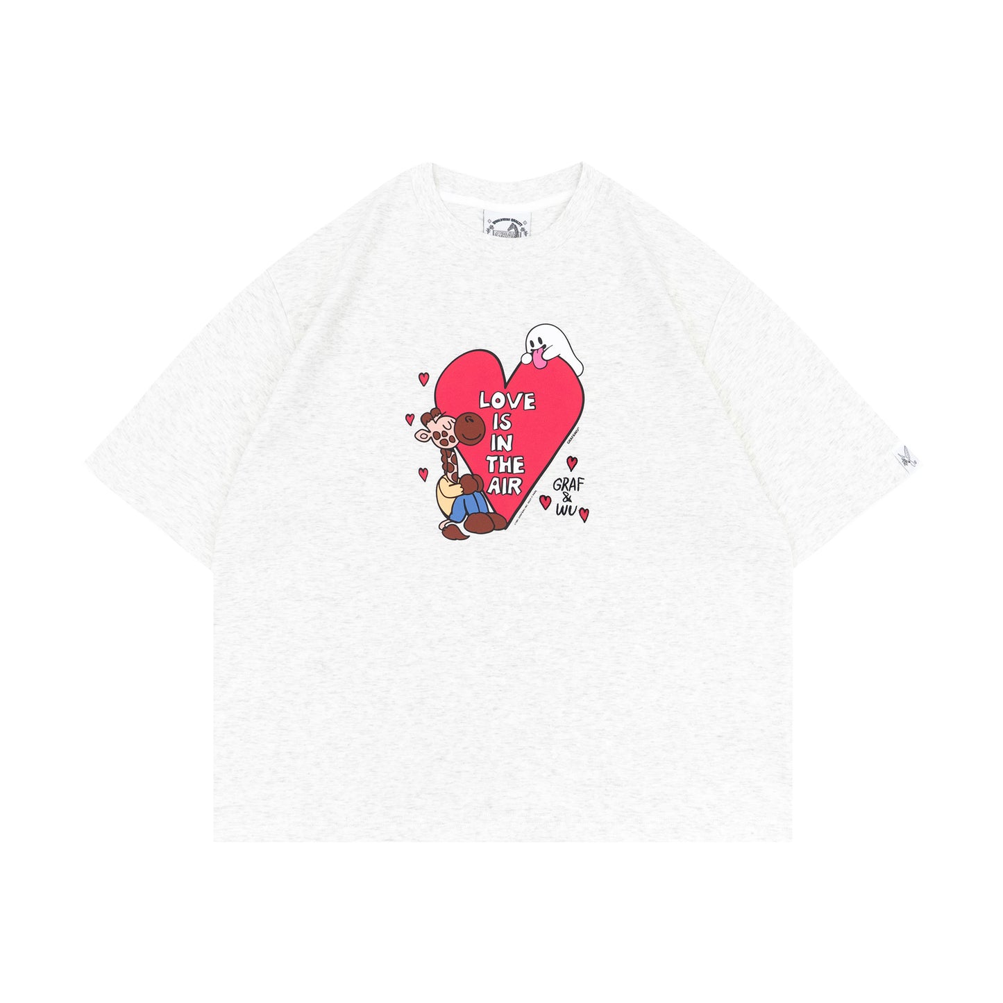 GRAF&WU Giraffe Cute Ghost Hug Love Boxy Fit Summer T-shirt