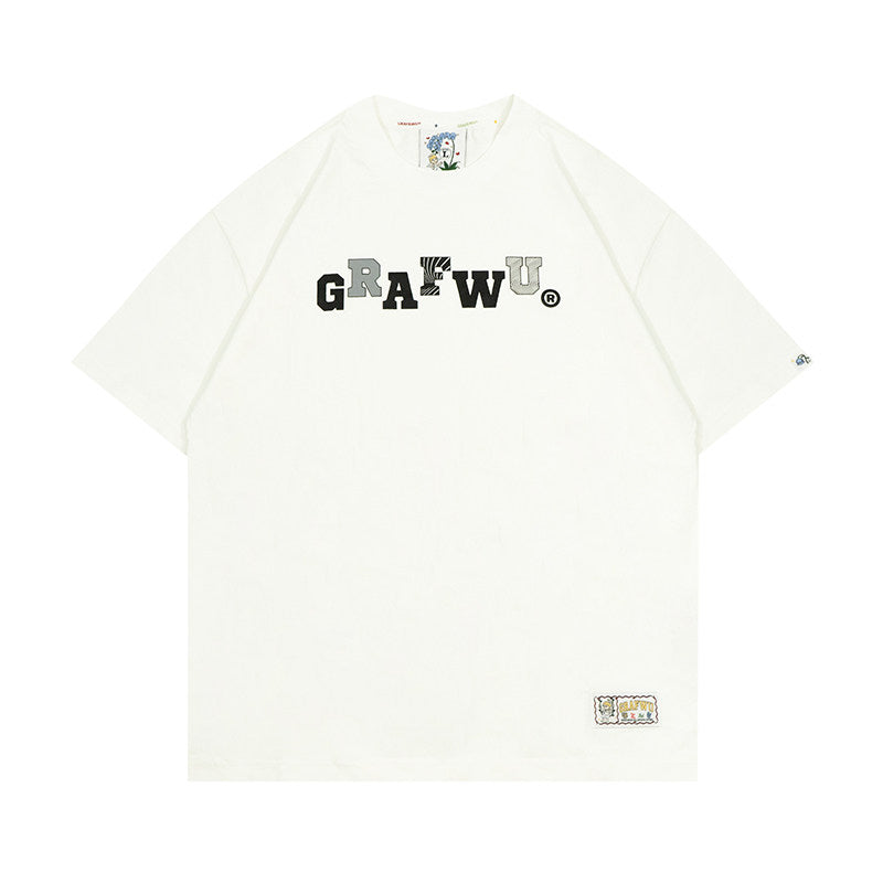 GRAF&WU Simple Letter Graphic Cotton T-shirt