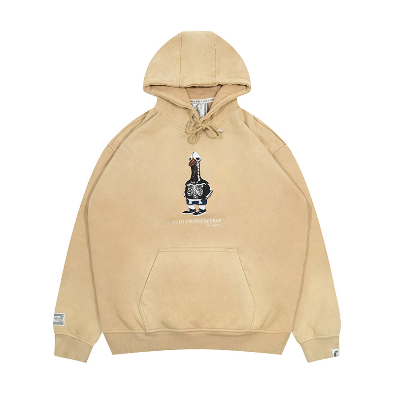 GRAF&WU Fashion Distressed Washed Fade Hoodie