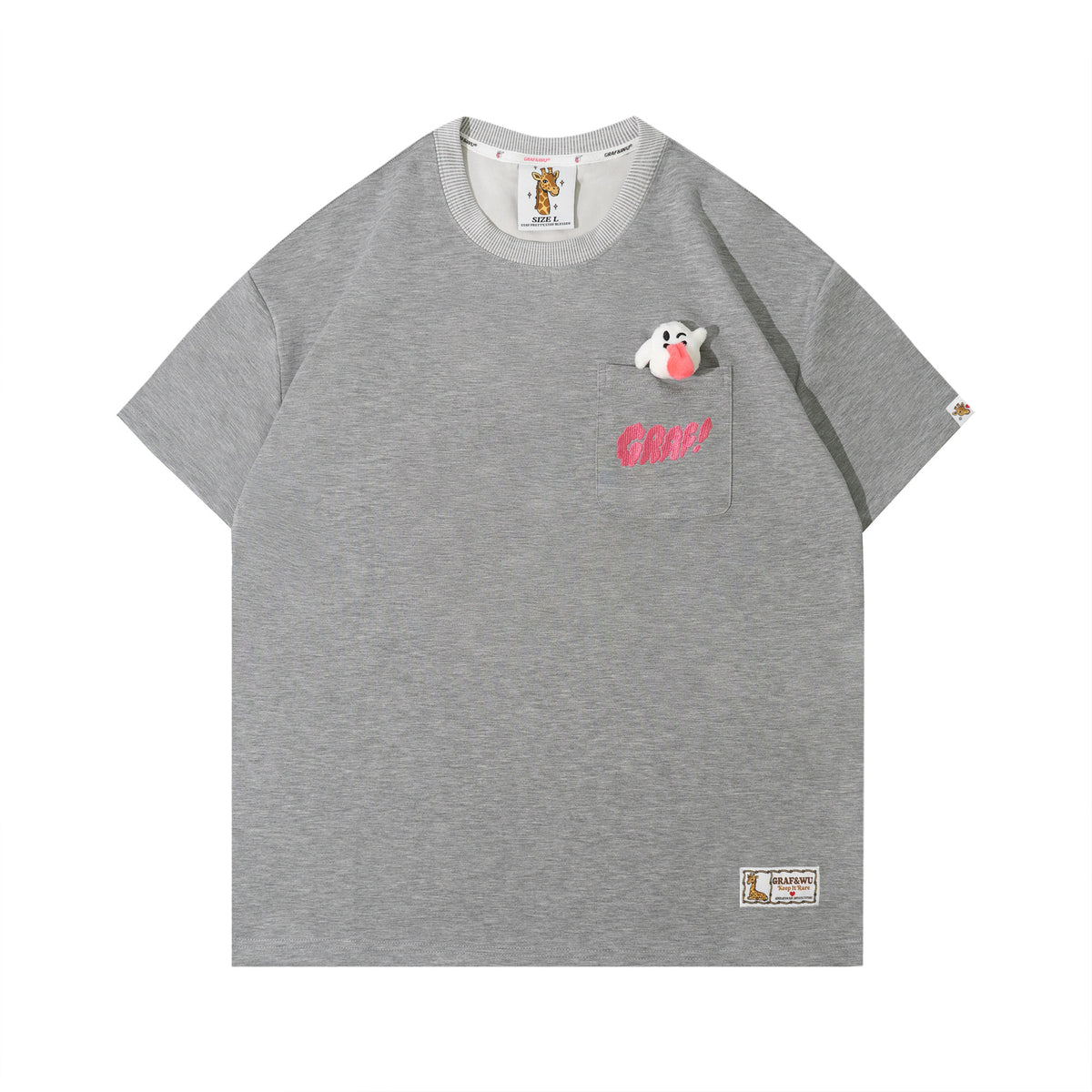 GRAF&WU Pocket Plush Doll Giraffe Angel Cute Ghost Characters Design T-Shirt