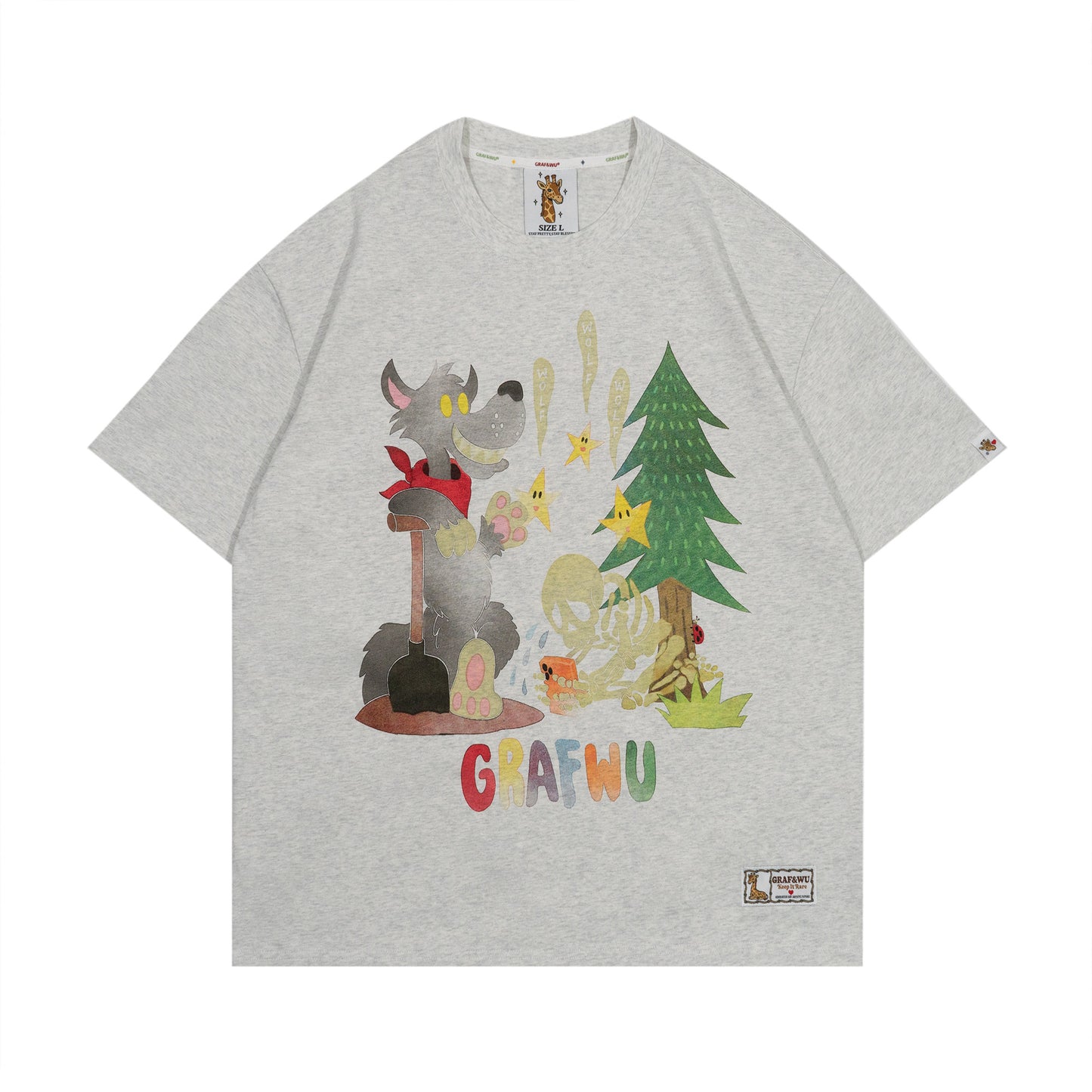 GRAF&WU【Giraffe Fable】Wolf Coming StreetWear Cool Feeling T-Shirt