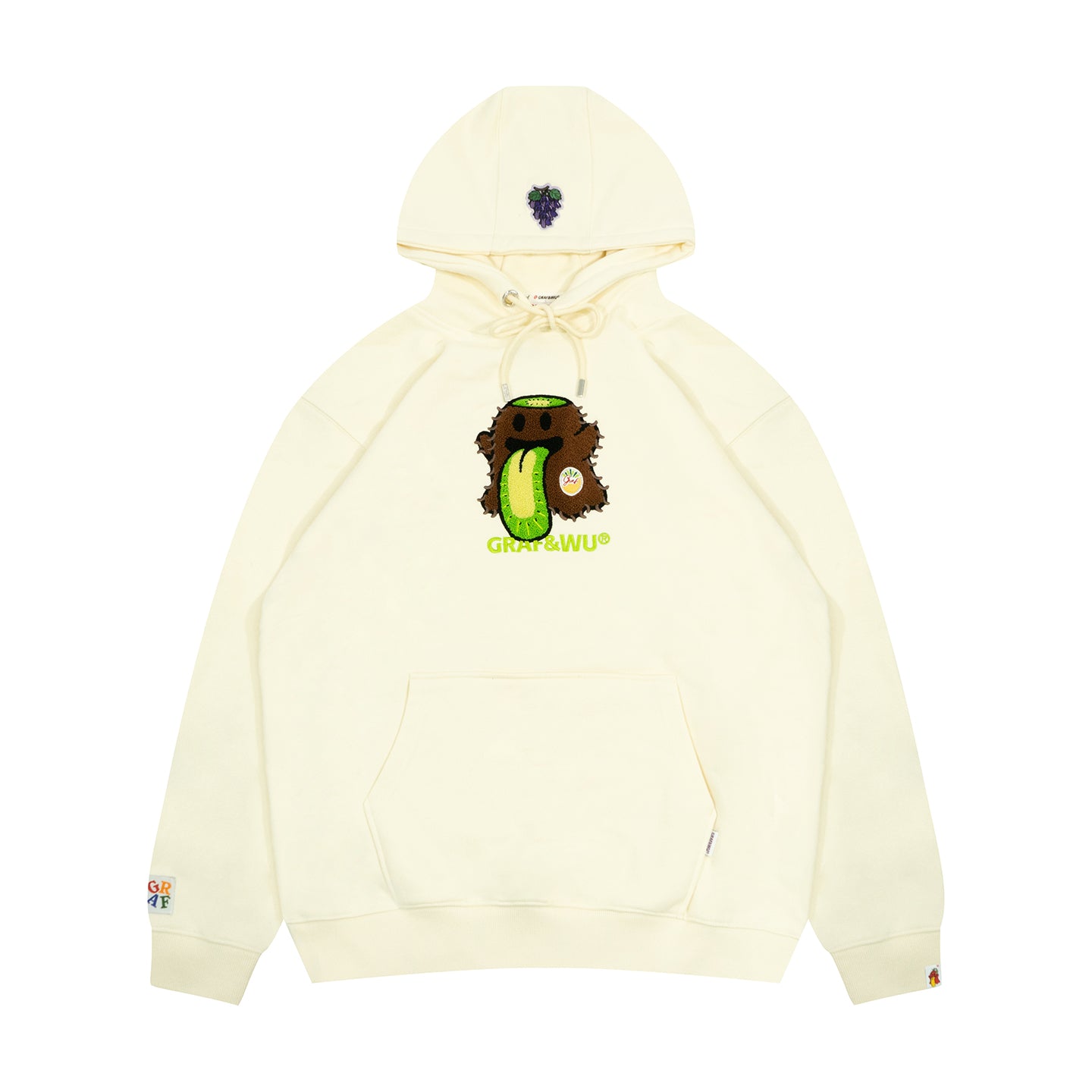 GRAF&WU Fruit Cute Ghost Towel Embroidery Fleece Hoodie