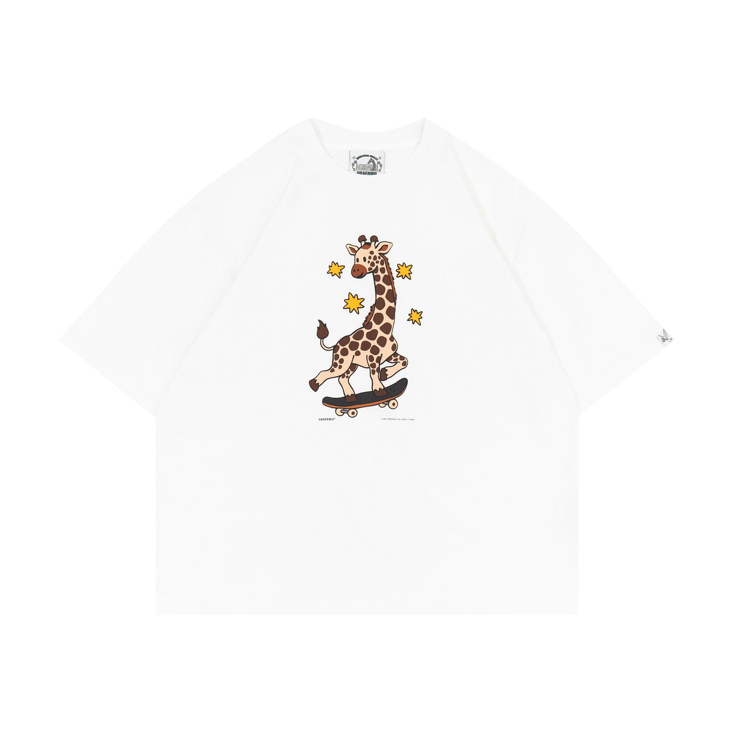 GRAF&WU Street Skateboard Cartoon Star Giraffe Art Boxy Fit T-shirt