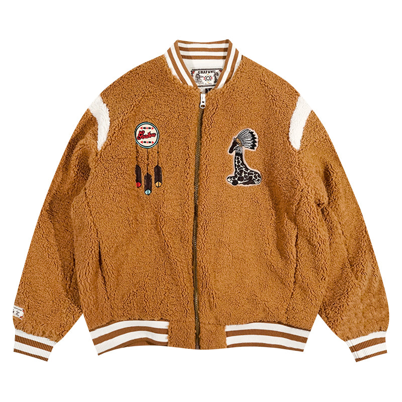 GRAF&WU Vintage Archery Angel Deer Totem Fleece Jacket