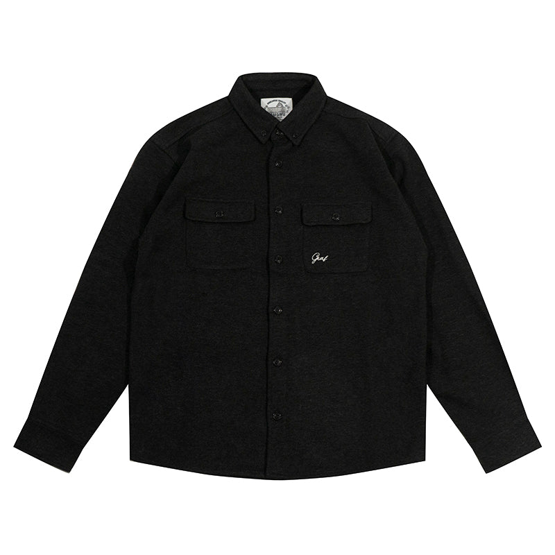 GRAF&WU Cashmere Solid Embroidered Small Logo Street Gentleman's Shirt