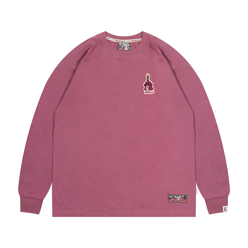 GRAF&WU Vegetable Cute Ghost Character Embroidered Long Sleeve Shirt