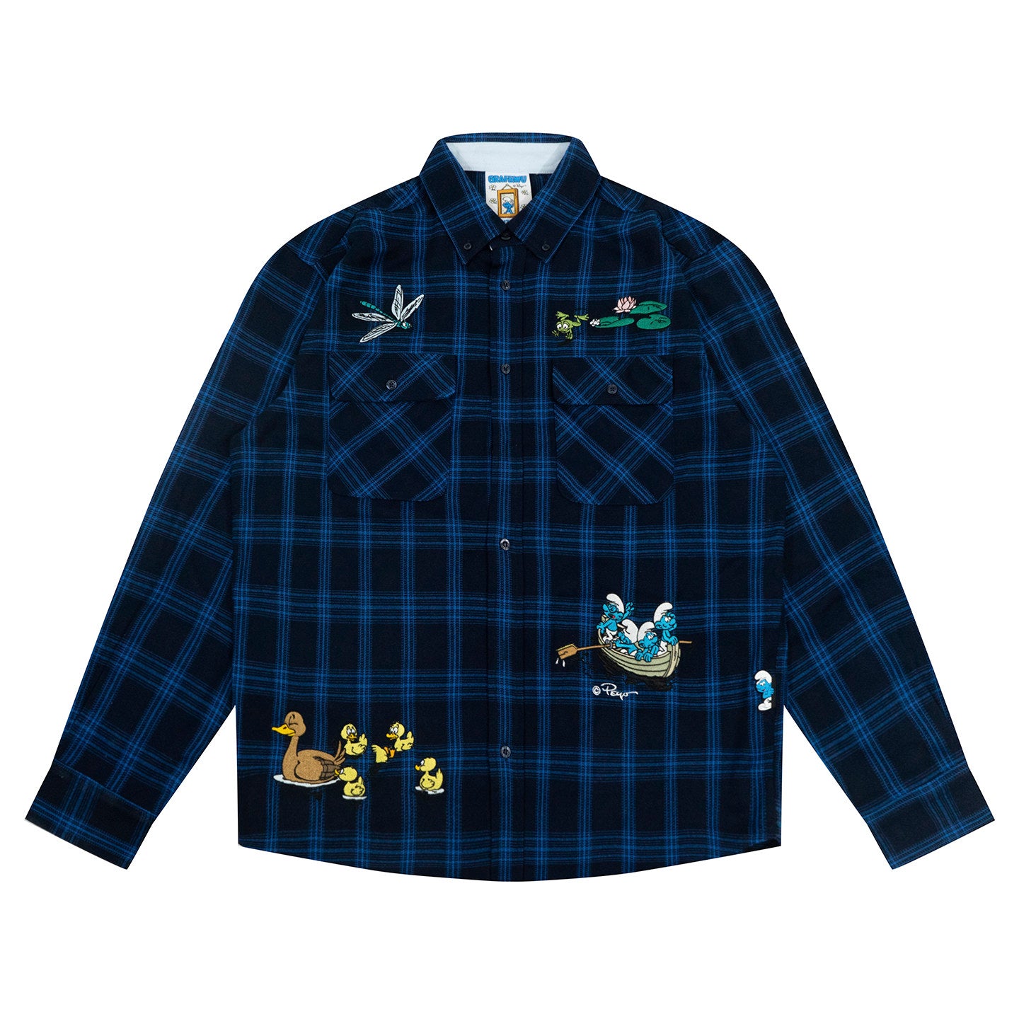 GRAF X SMURF Dragonfly Frog Character Landscape Embroidered Shirt