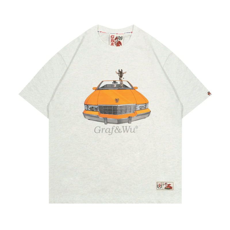GRAF&WU  Classic Convertible Vintage Car Giraffe Nostalgia T-shirts