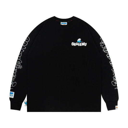 GRAF X SMURF Character Jenga Style Printed Cotton Long Sleeve Shirt