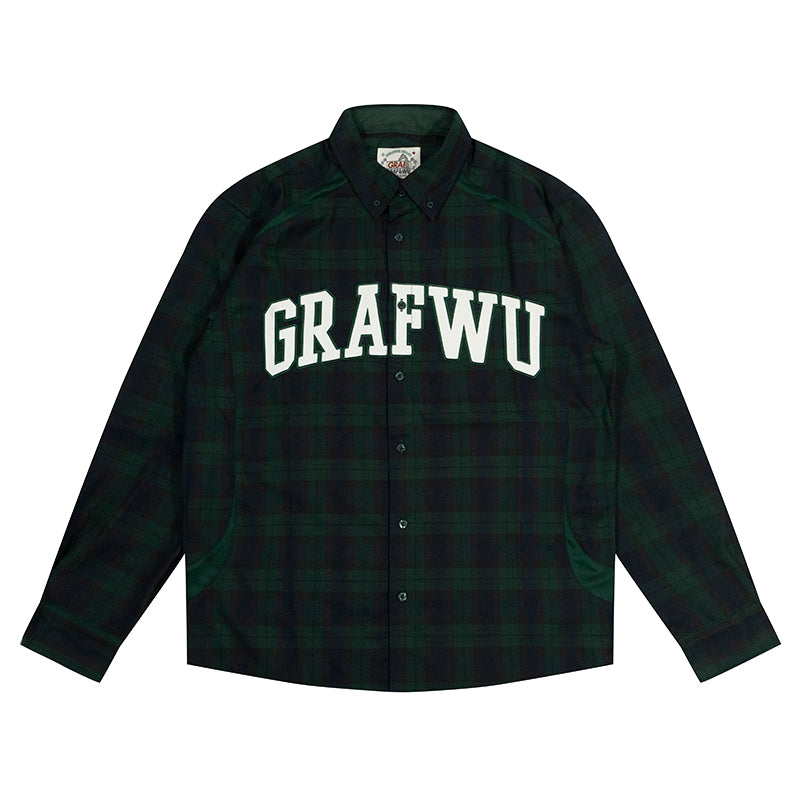 GRAG&WU Curved Letter Patch Embroidery Street Sport Shirt
