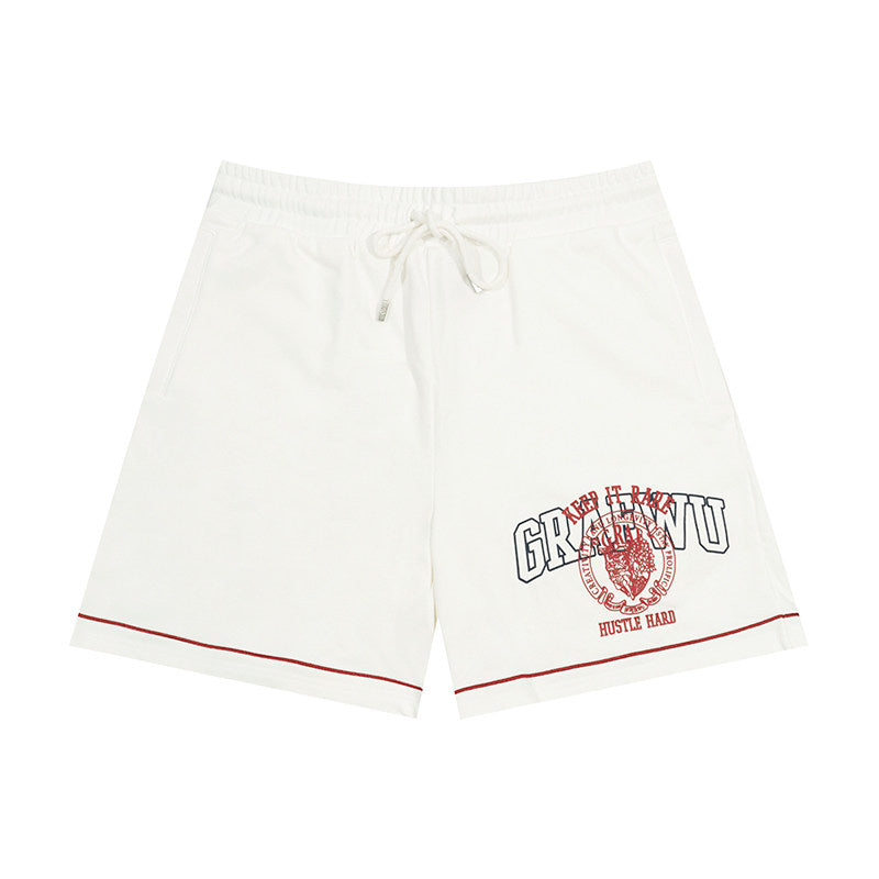 GRAF&WU Brand Letter Goddess 3D Print Street Loose Cotton Shorts