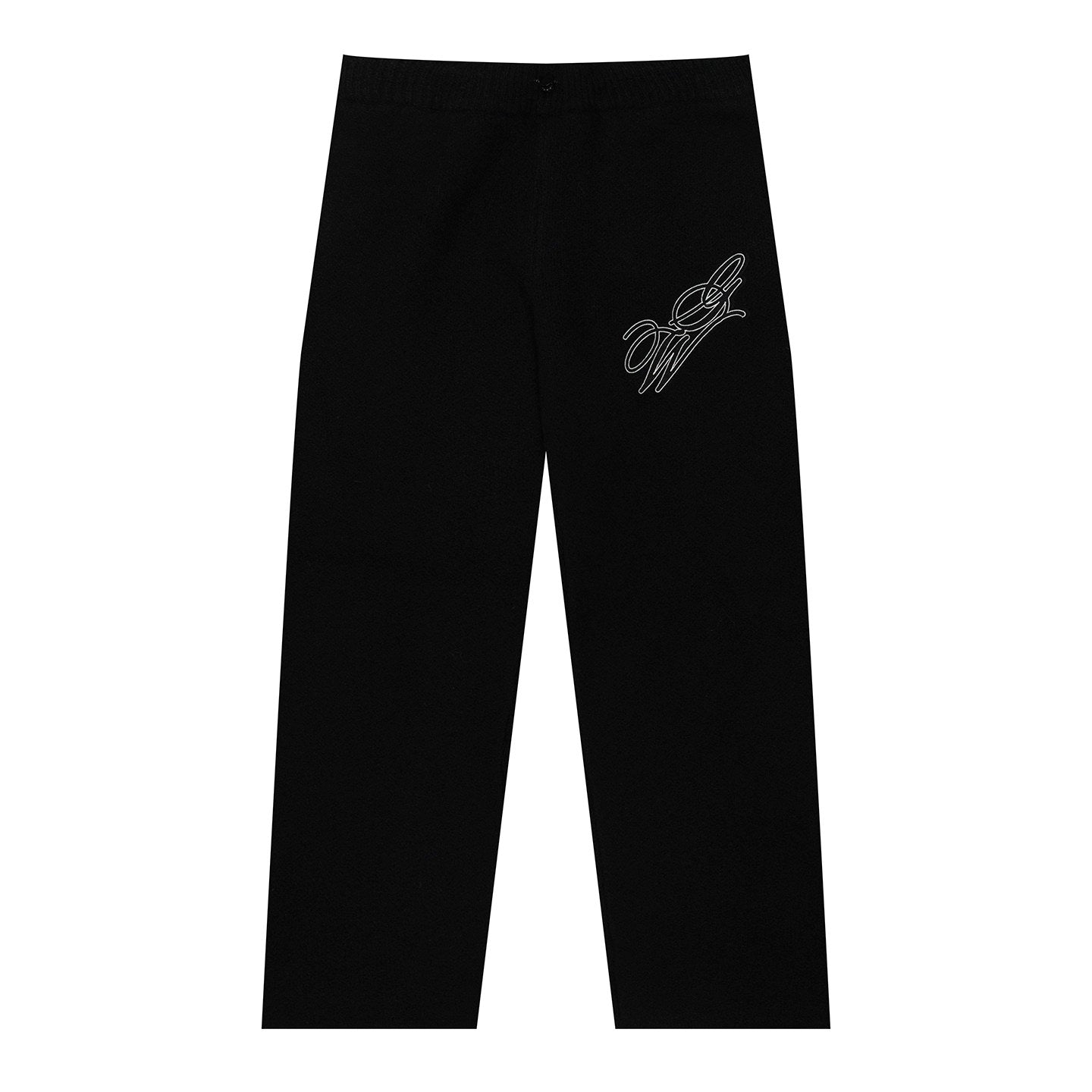 GRAF&WU Letter Embroidered Thick Warm Knitted Mohair Casual Trousers