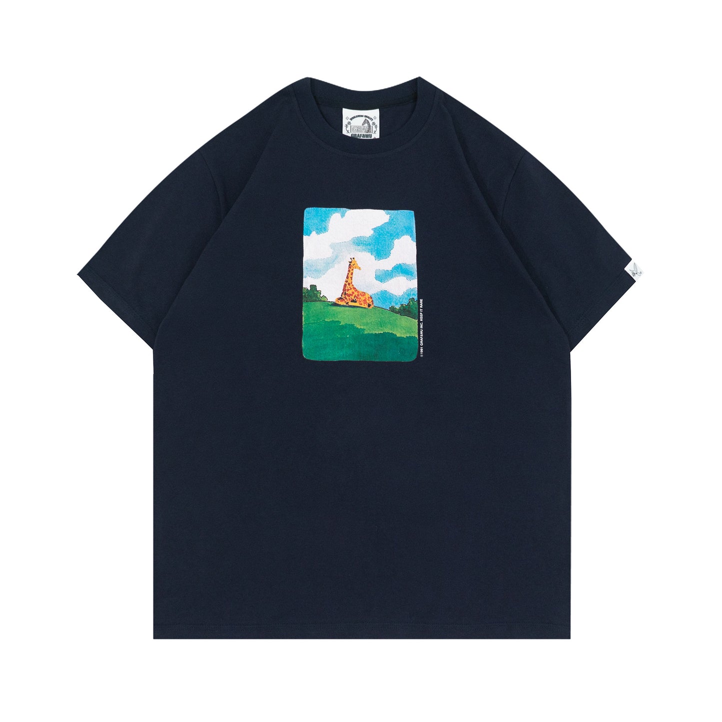 GRAF&WU Peaceful Giraffe Scenery Graphic T-shirt