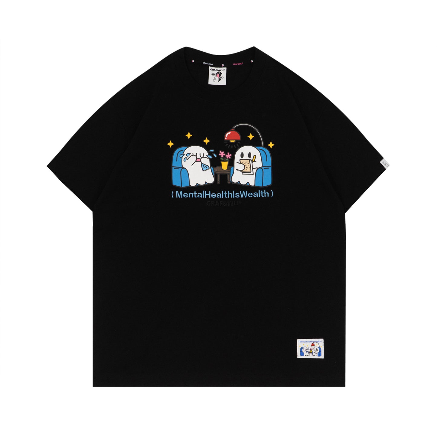 GRAF&WU Hug Feelings Psychological Counseling Cute Ghost T-shirt