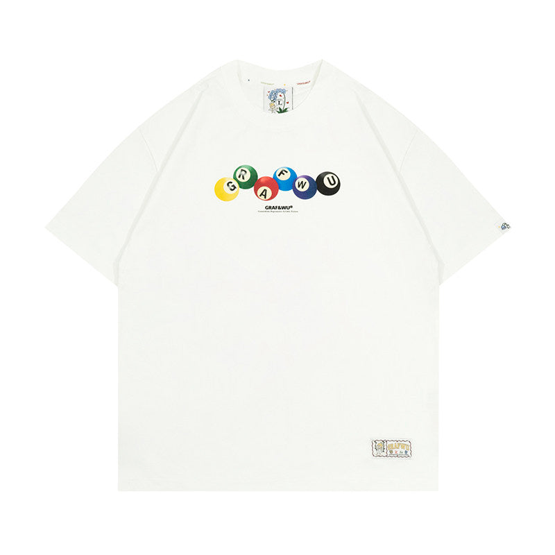 GRAF&WU Colorful Billiards Element Printed Streetwear T-shirt
