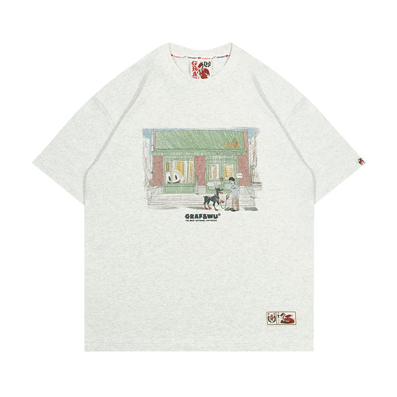 GRAF&WU Doberman Cute Ghost Shop Story Streetwear T-shirt