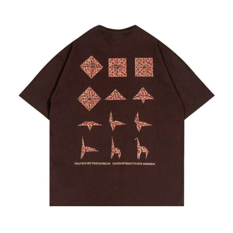 GRAF&WU Fold Paper Giraffe Printed Cotton T-shirt