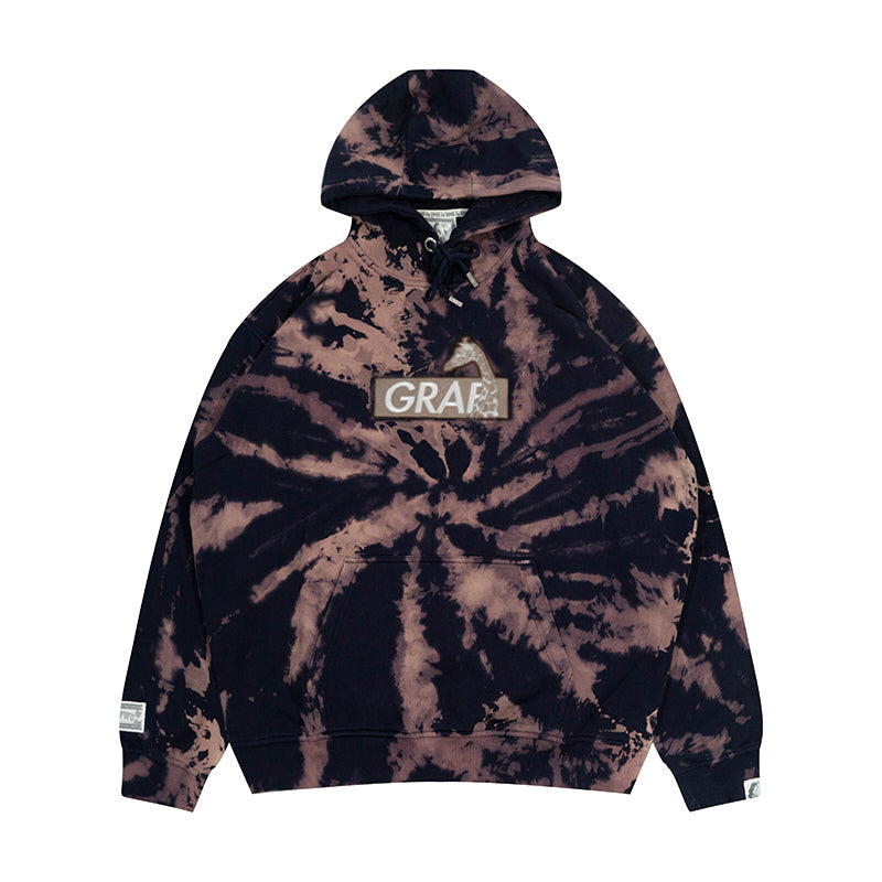 GRAF&WU Original Giraffe Swirl Tie-Dye Design Oversize Pullover Hoodie