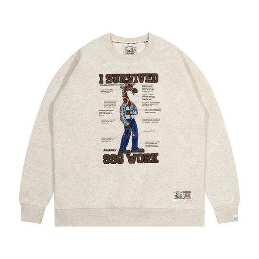GRAF&WU Giraffe Stress Work Survivor Embroidery Hoodie