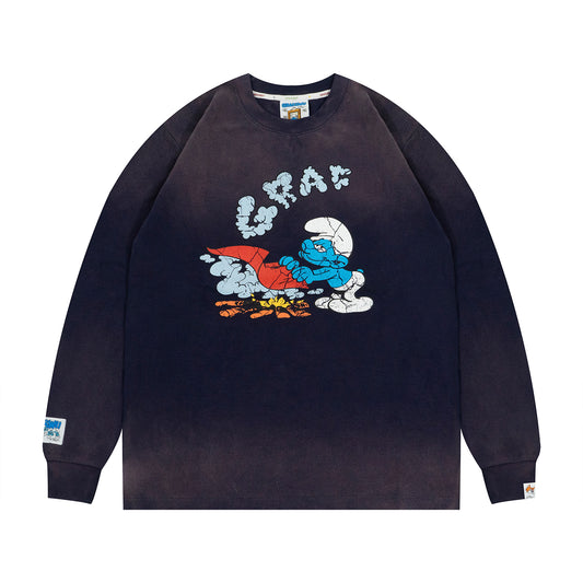 GRAF&WU Classic Character Scenes Distressed Vintage Long-Sleeved Shirt