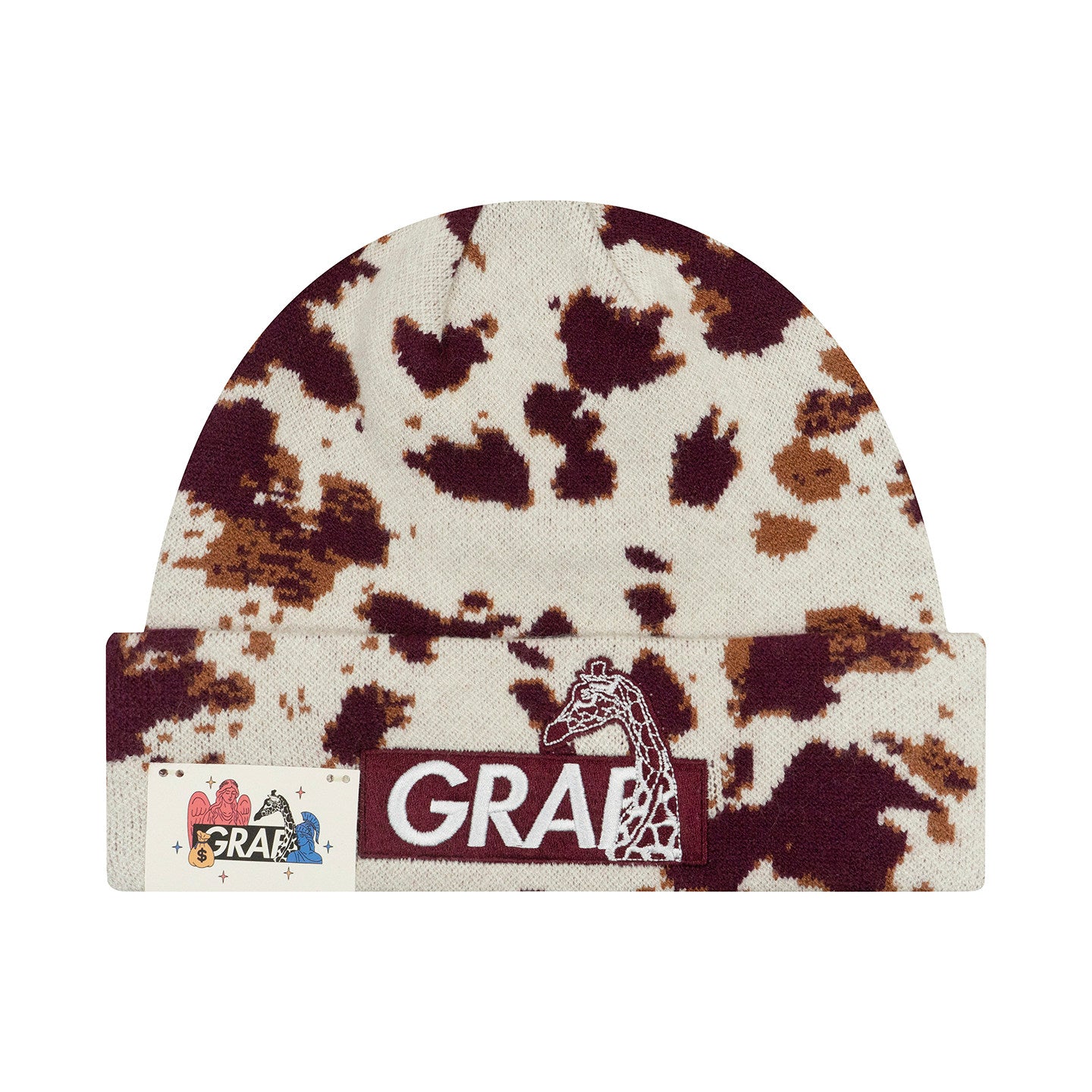 GRAF&WU Animal Print Giraffe Embroidery Knit Hats Fashion Leopard Beanie