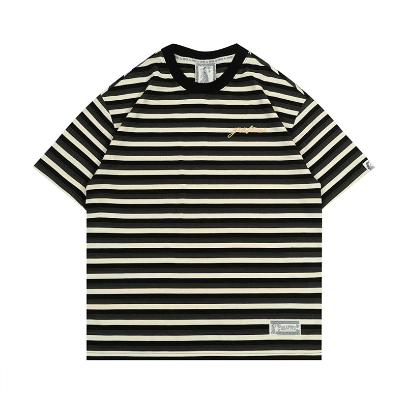 GRAF&WU Embroidered 3D Textured Stripes T-shirts