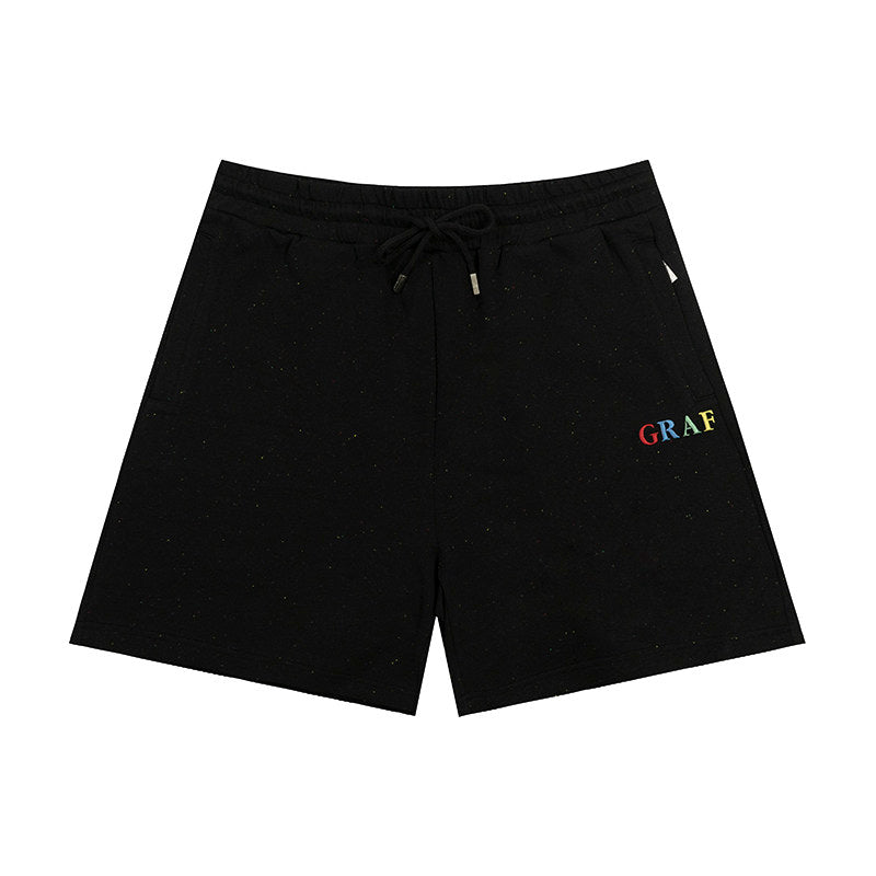 GRAF&WU Colorful Letter Embroidered Cozy Athletic Casual Shorts