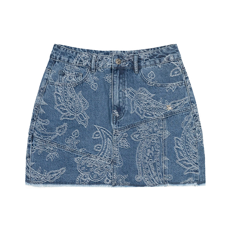 GRAFWU Jacquard Denim Mini Skirt