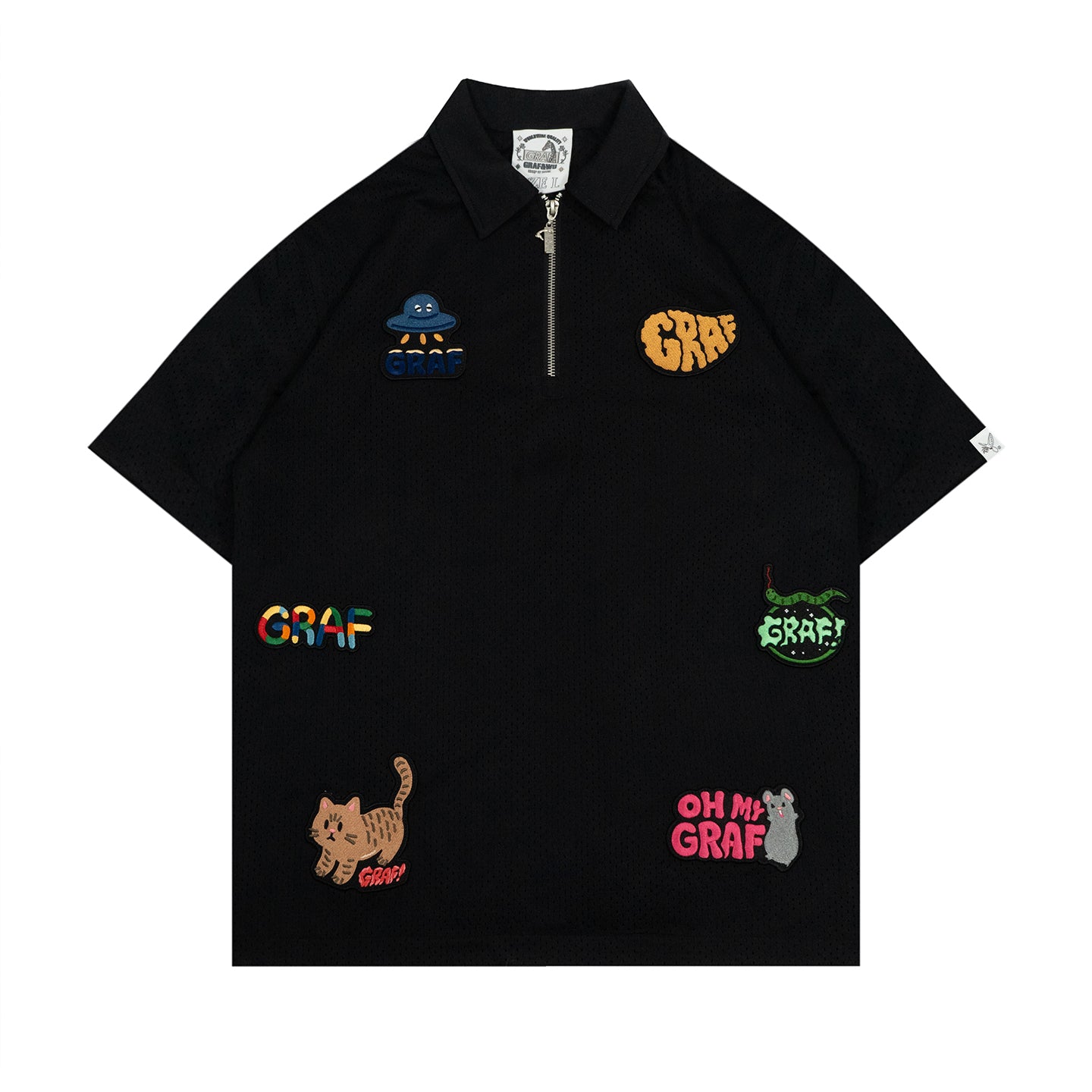 GRAF&WU Cute embroidery badge design double-layer mesh breathable T-shirts