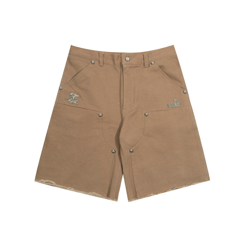 GRAF&WU Tough Guy AK47 Angel Giraffe Metal Logo Thick Lumberjack Shorts