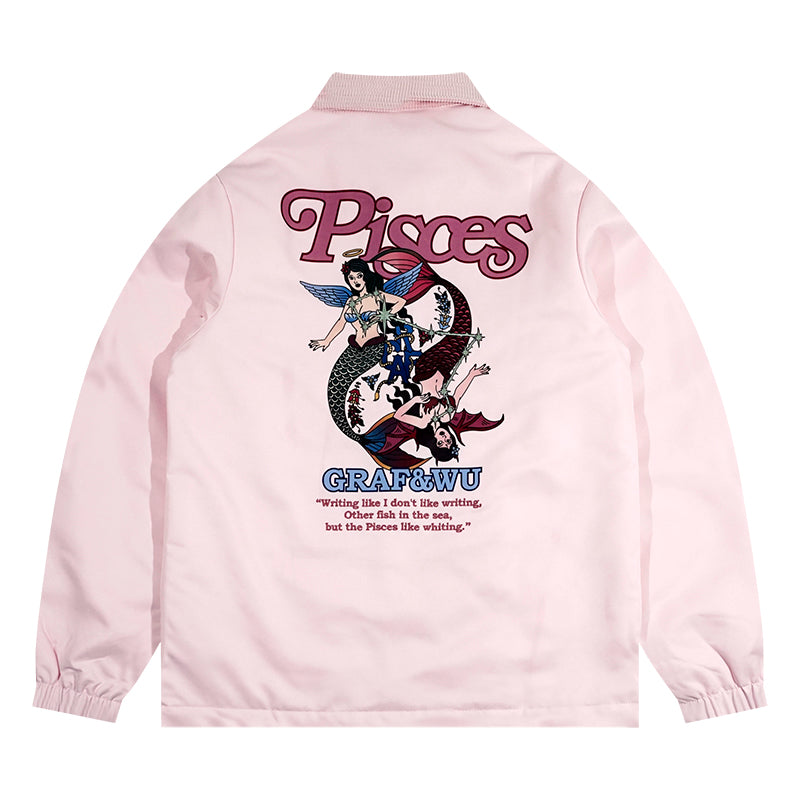 GRAF&WU 12 Signs Hip-hop Lyrics Embroidery Print Windproof Coach Jacket