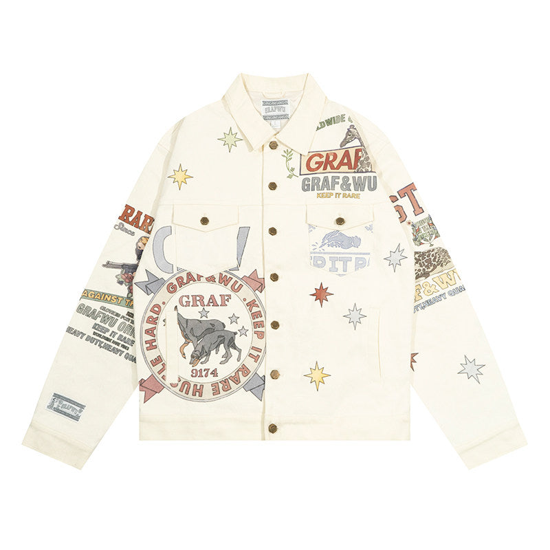 GRAF&WU Ivy Goddess Bless Print Oversize Fashion Jacket