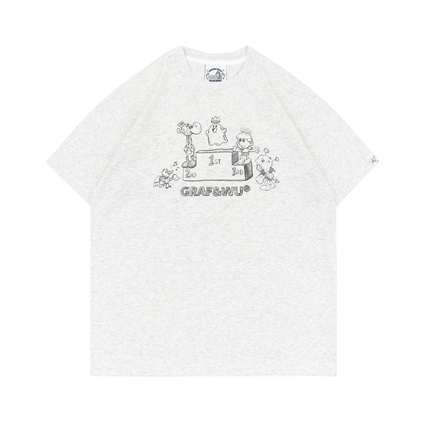 GRAF&WU IP Popularity Award Podium Cute Ghost Pencil Drawing T-shirt