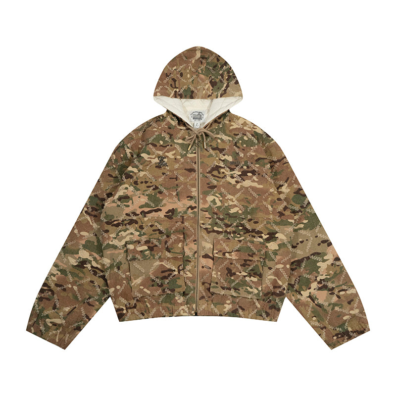 GRAF&WU Vintage Camouflage Leopard Pattern Thick Jacket