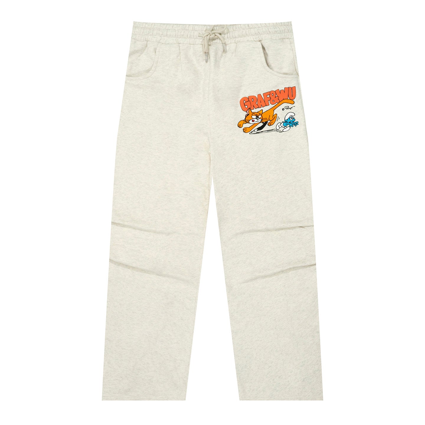 GRAF X SMURF Cat Dog Chasing Embroidered Fleece Trousers