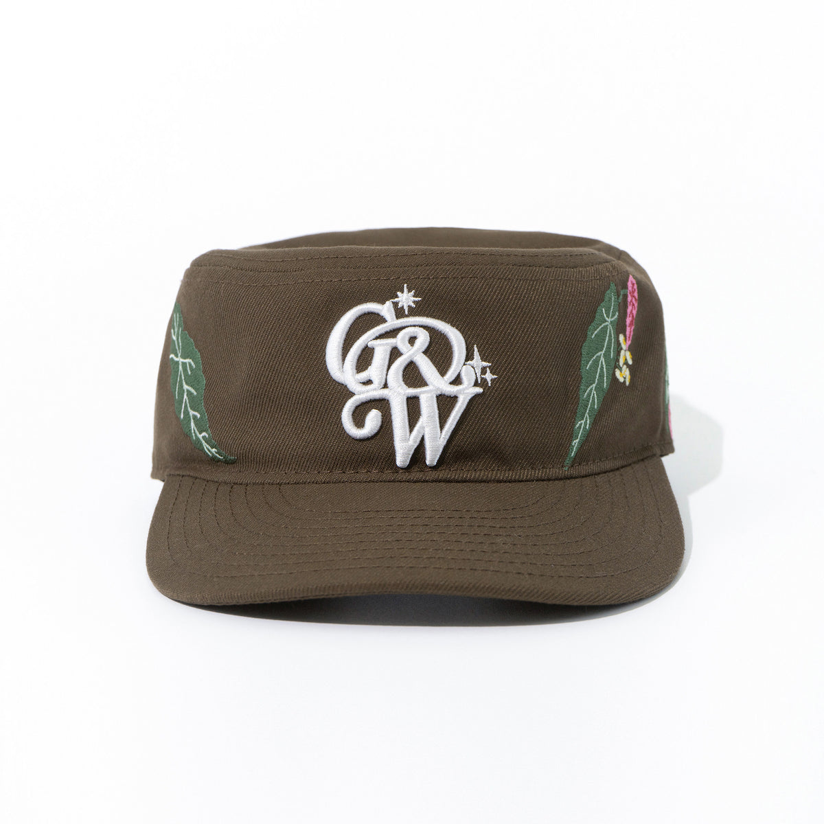 GRAF&WU Houndstooth Design Green Plant Embroidery Streetwear Cap
