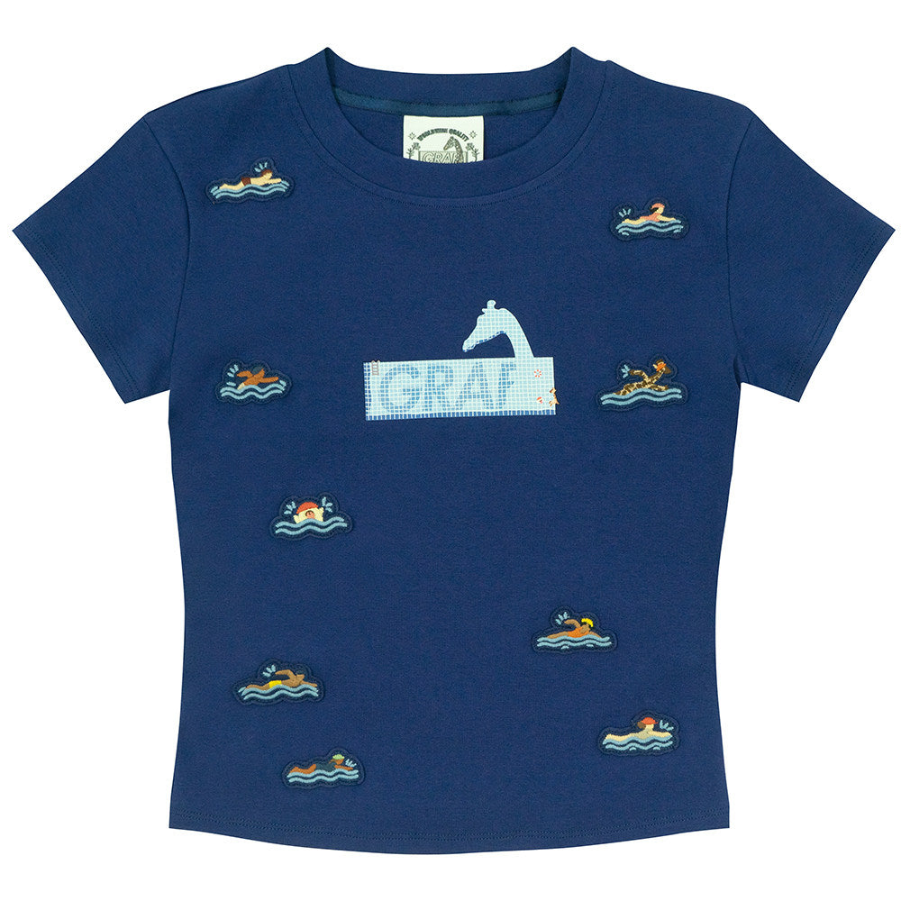 GRAF&WU Y2K Sports Giraffe Mini Embroidered Hot Girls T-Shirt