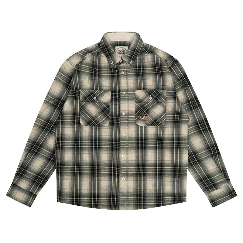 GRAF&WU Duck Hunting Mini Embroidered Plaid Loose Shirts