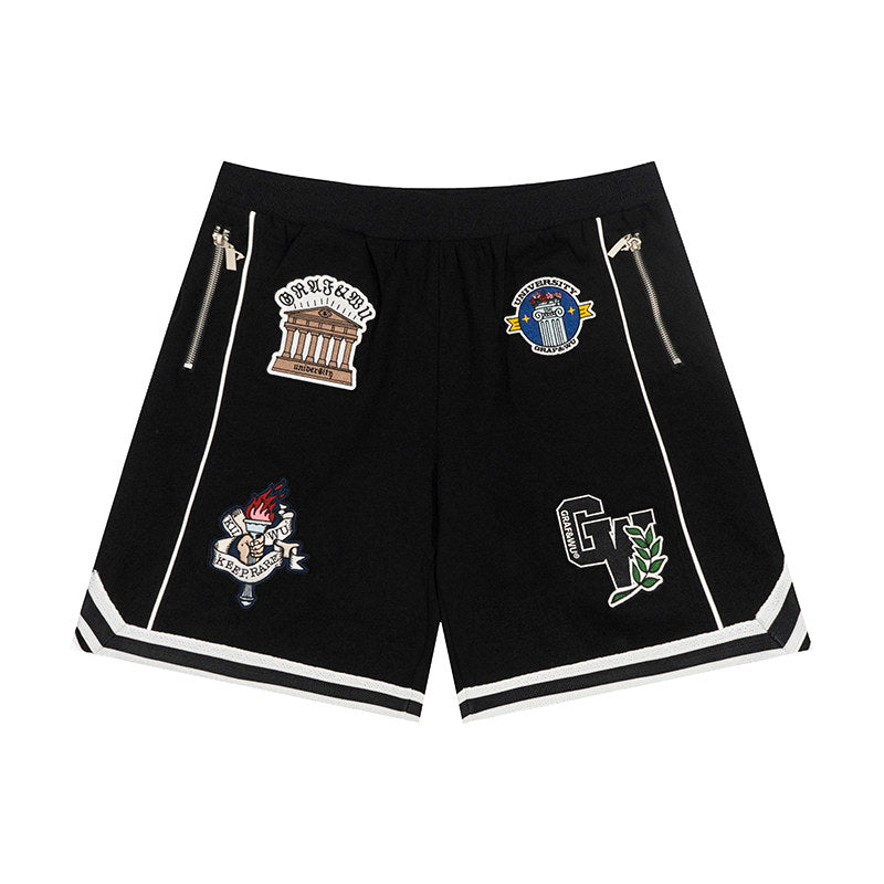 GRAF&WU Giraffe University Knowledge Power Embroidered Badge Shorts