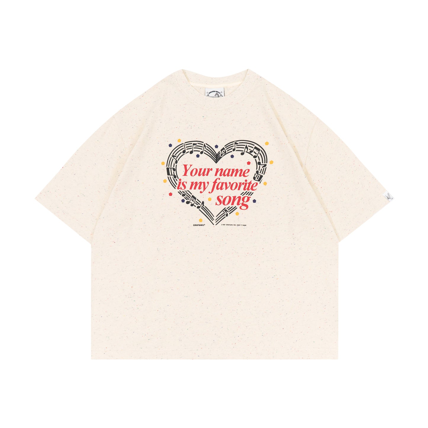 GRAF&WU Musical Notes Sweet words Print Boxy Cropped T-shirt