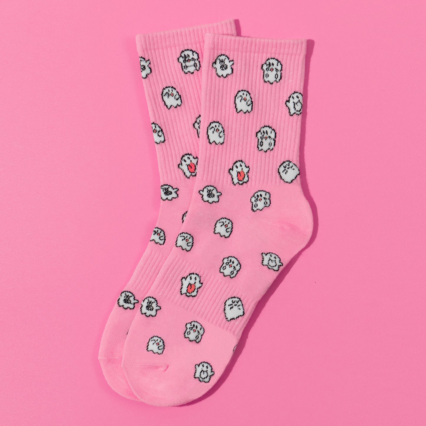 GRAF&WU Mini Cute Ghost Cotton Cozy Thin Mid-calf Knit Socks