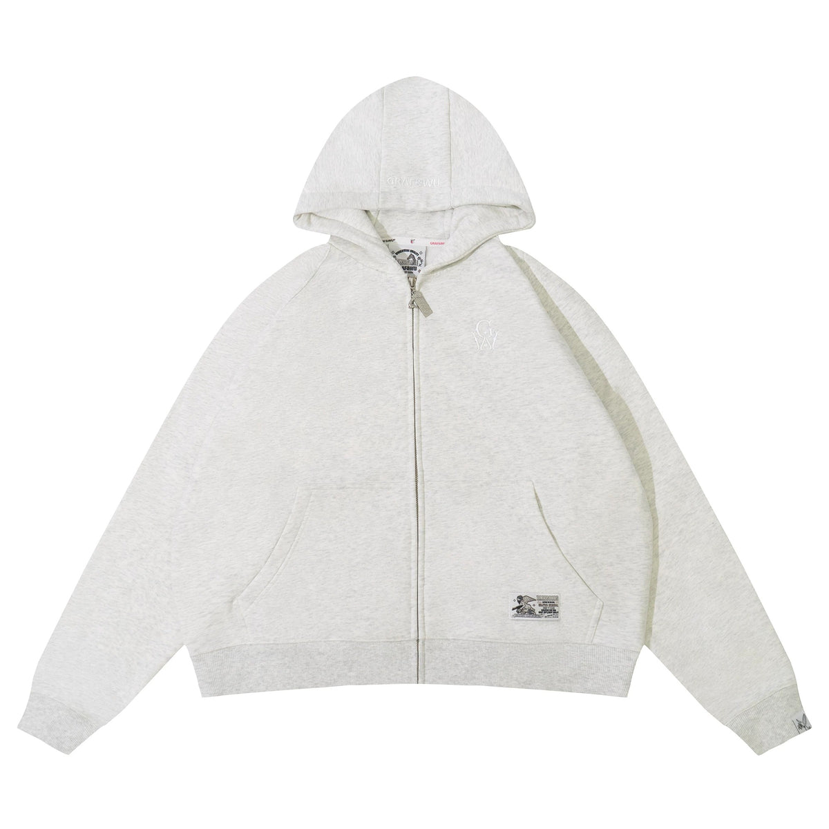 GRAF&WU fleece hoodie with embroidered detail and full zip front
