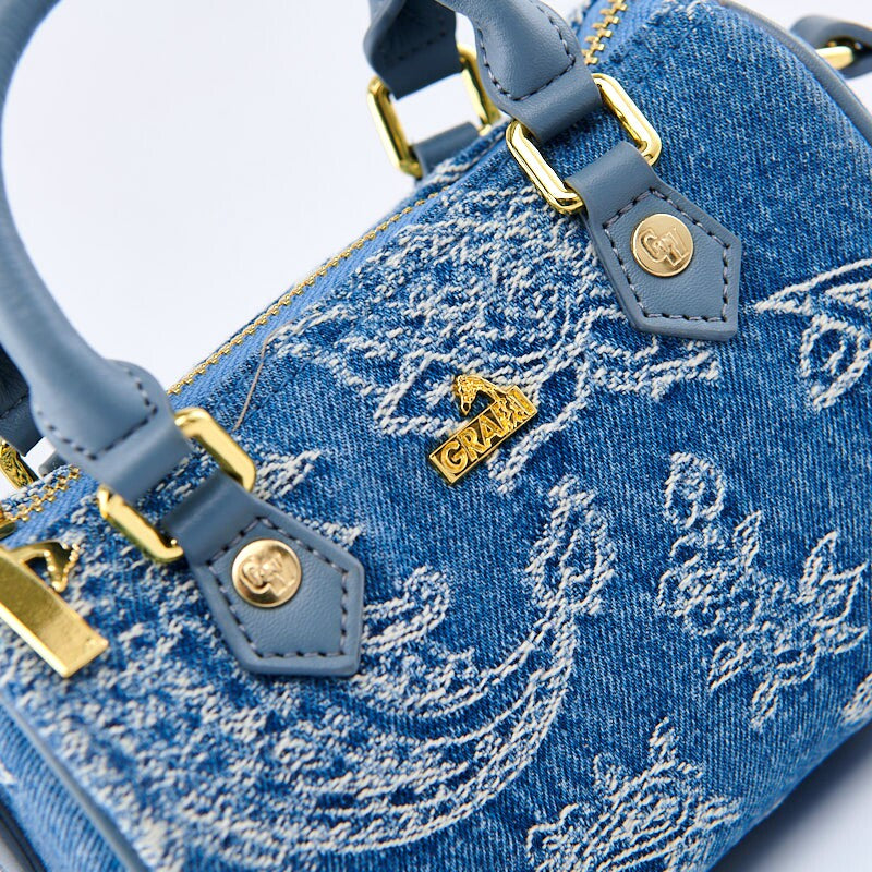GRAF&WU Project Paisley Denim Crossbody Bag Angel Pattern Small Tote Bag