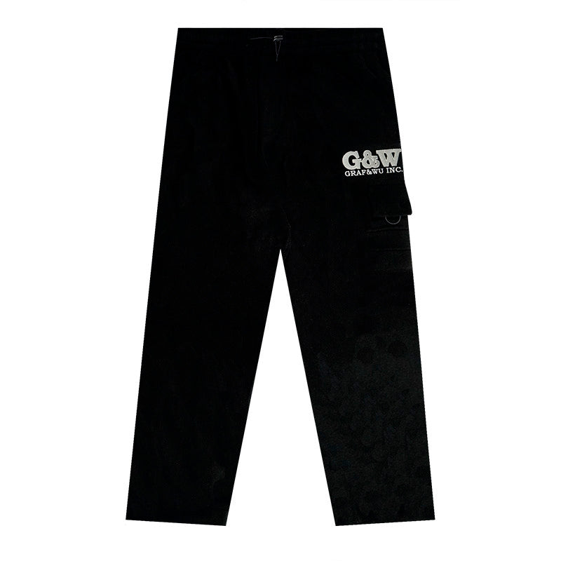 GRAF&WU Fashion Embroidery Design Fleece Cargo Pants