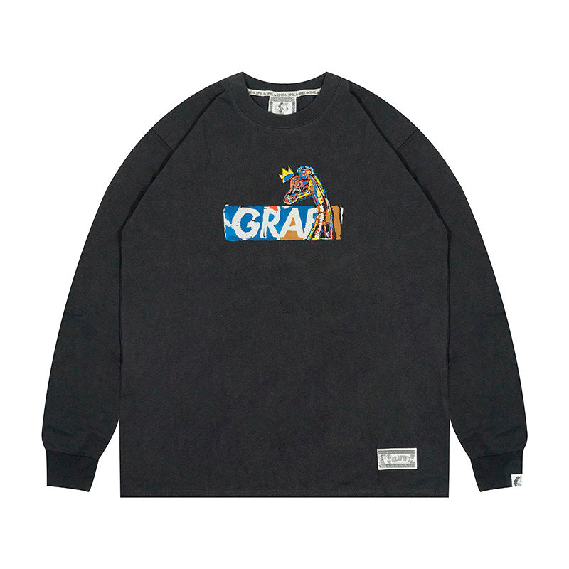 GRAF&WU Basquiat Graphic Print Loose Long Sleeve Shirt