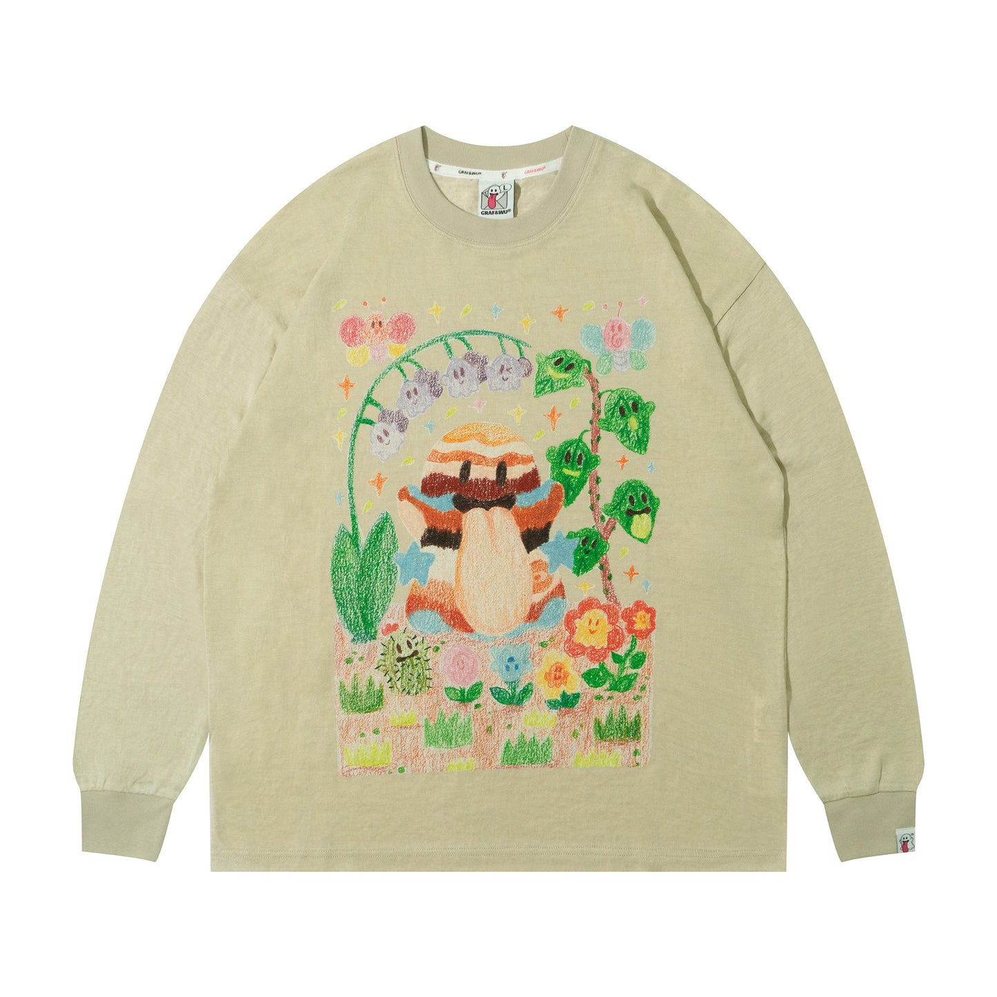 GRAF&WU Tencel Thin Long-Sleeve Cute Ghost Planet Art Shirt