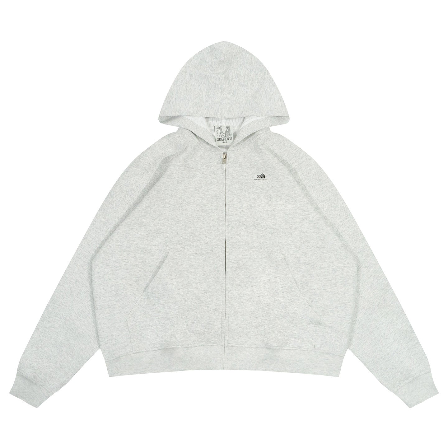 GRAF&WU Little Angel Cute Ghost Giraffe Satin Lining Zip-up Hoodie