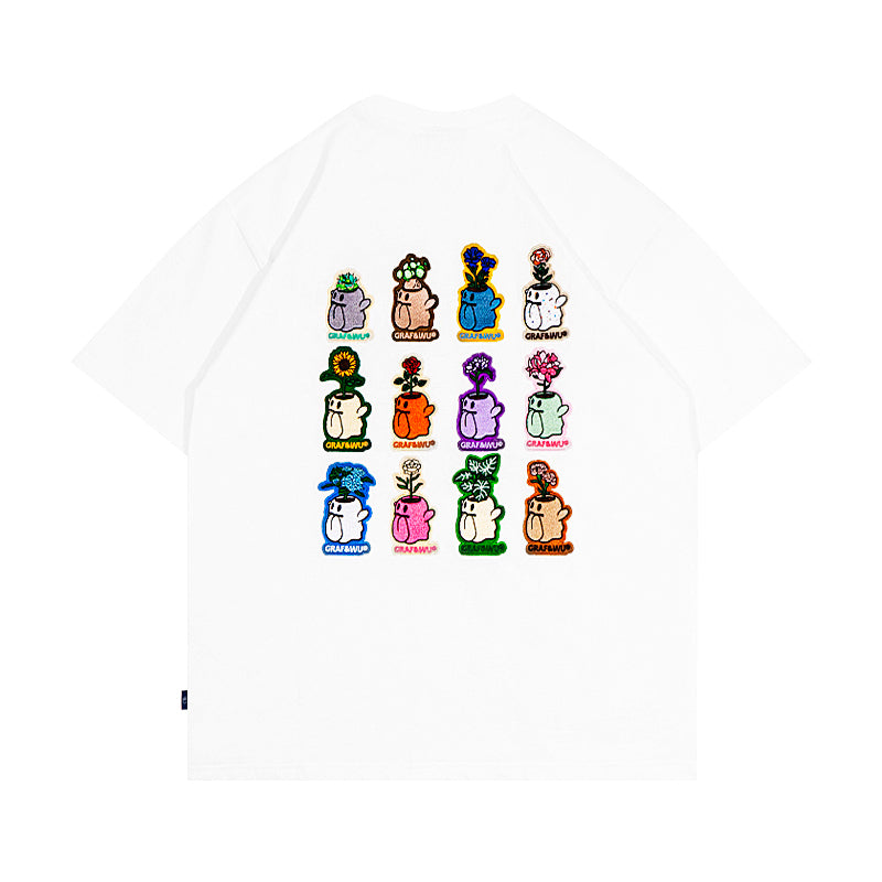 GRAFWU Flower Shop 12 Boo Ghost 2.0 Character Floral T-Shirt